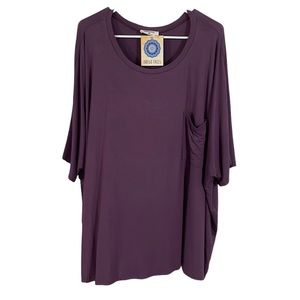 Zenana Purple Short Sleeve Blouse Oversized Size XL